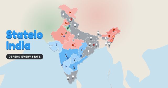 A map of India's states coloured by which side holds them